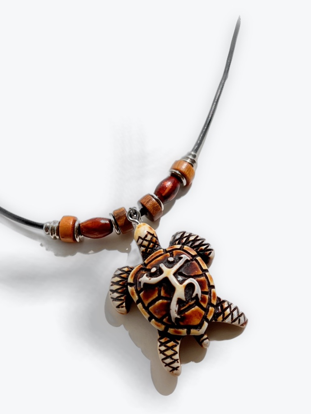 Handcrafted Puerto Rico Taino Brown Turtle Pendant Necklace